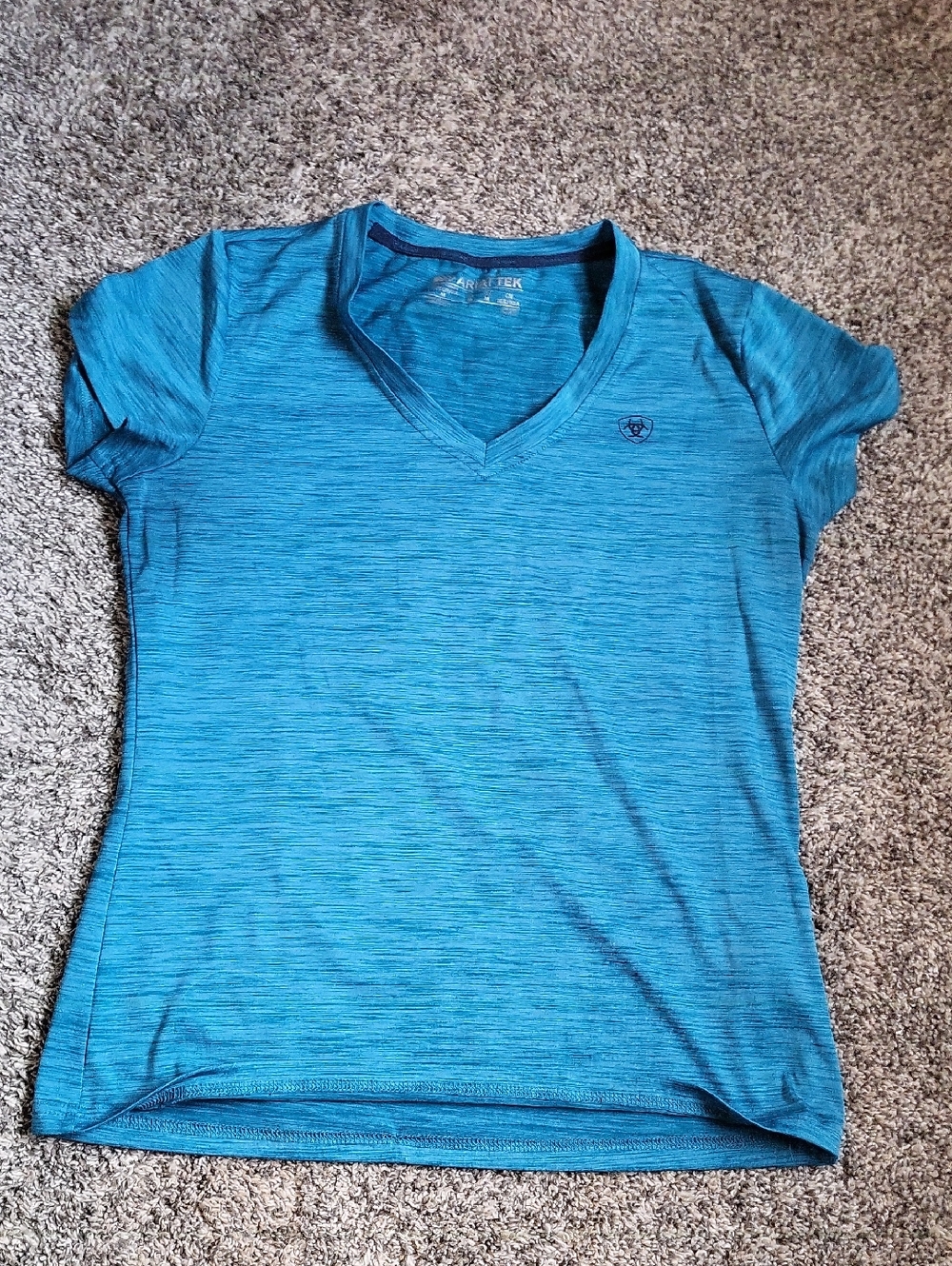 Ariat Teal Blue V-Neck Short Sleeve Performance Top